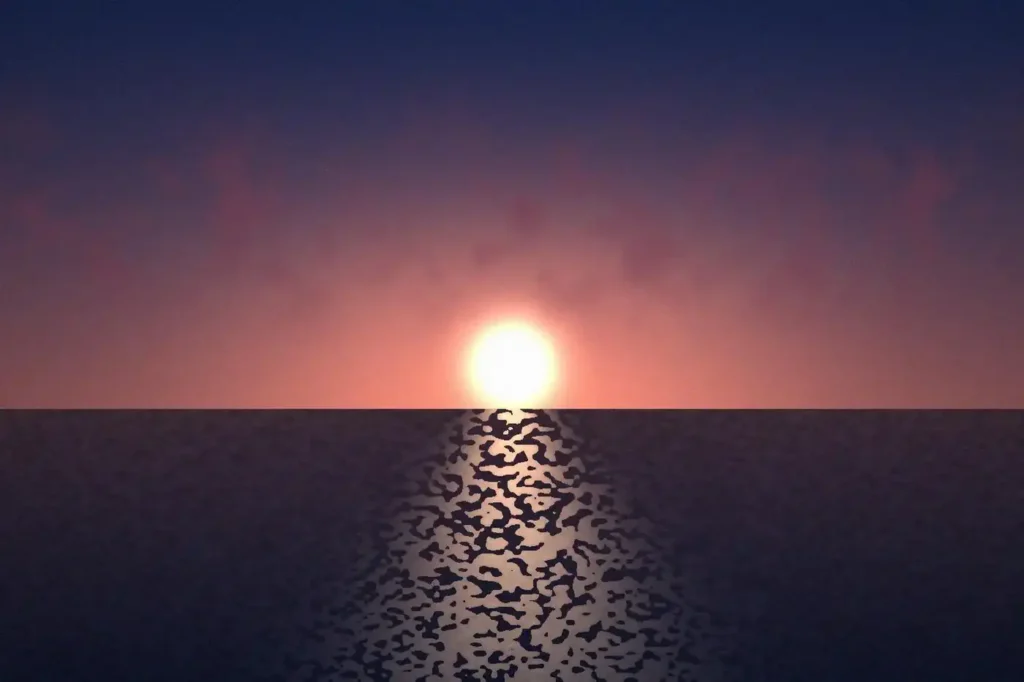 Coucher de soleil qui se reflète sur l'eau